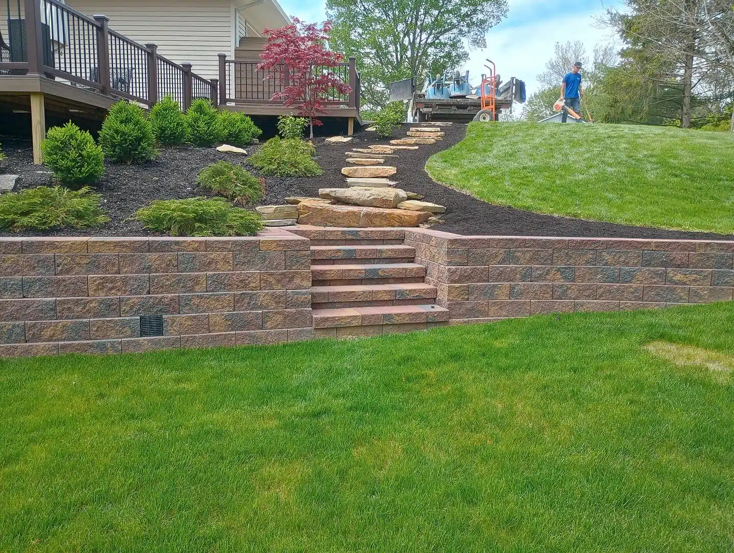 hardscaping wall project completion