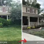 Before and After Landscaping and retainer walls