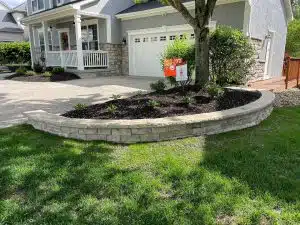 Retaining wall and landscaping