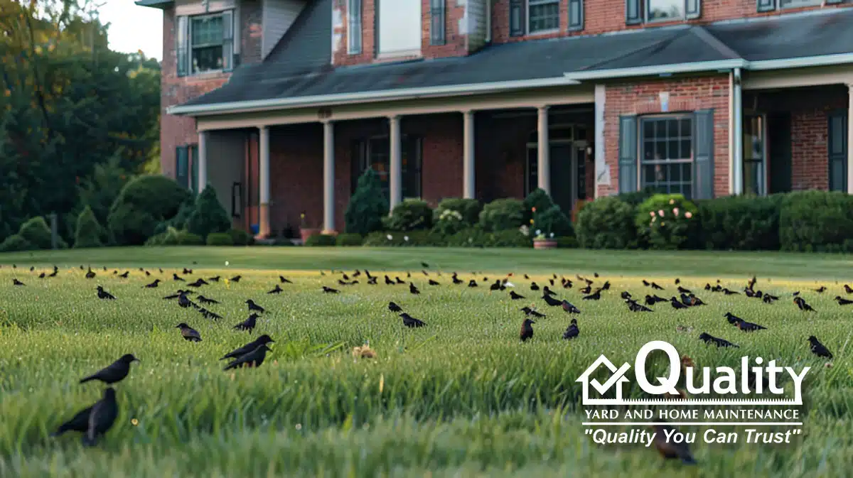 If you have a lot of birds feeding in your lawn, you may have grubs.