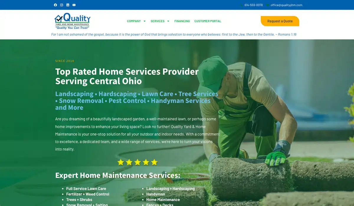 NEW Quality Yard & Home Maintenance website launched